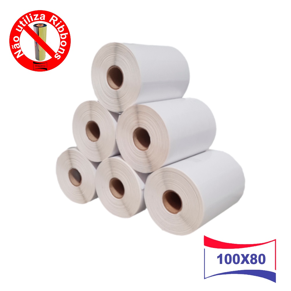 Kit 6 Rolos Etiqueta 100x80 mm 10x8 cm Termica Elgin, L42, Argox, Zebra