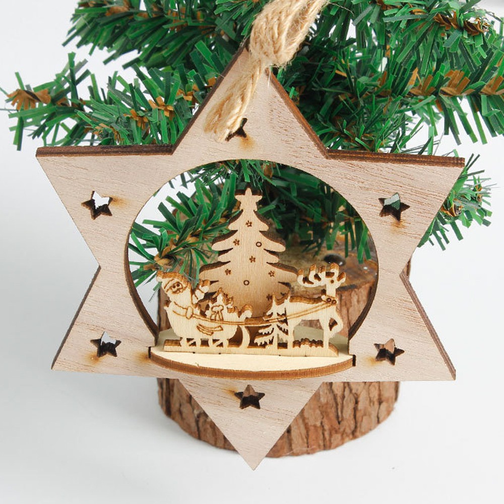 Enfeites de madeira de floco de neve Árvore de Natal rústica Decoração de  ornamento de suspensão | Shopee Brasil