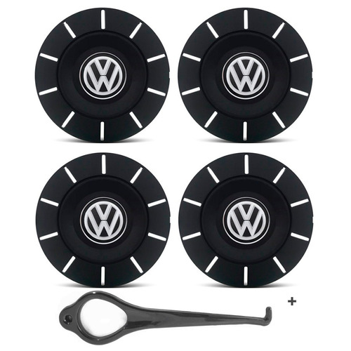 Jg Calota Centro Roda Ferro Vw Amarok New Aro 14 15 4 furos  preto fosco.