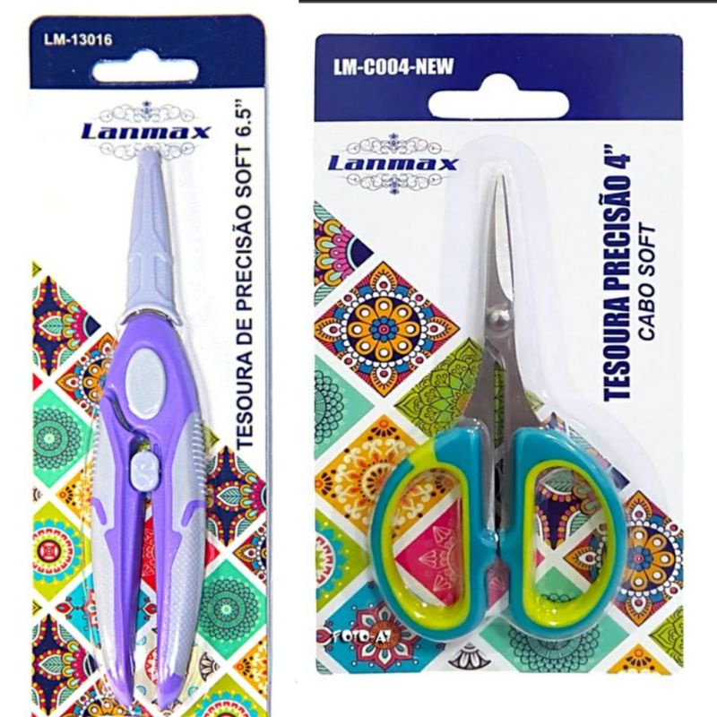 kit 2 tesoura de precisão 4 ,5 e 6,5 polegadas cabo soft lanmax