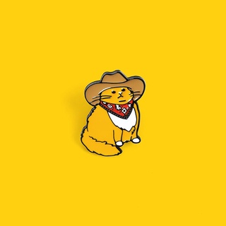 Broche Esmaltado Para Gatos/Cowboy/Animal Divertido/Feito Sob Encomenda/Lapela