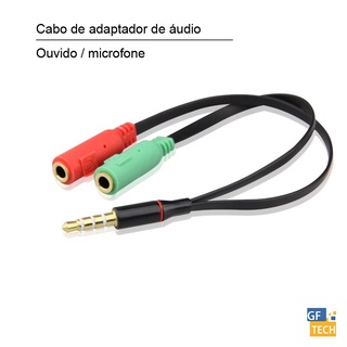 Cabo Adaptador P3 Macho para 2 P2 Fêmea / Fone e Microfone para Headset 3.5mm