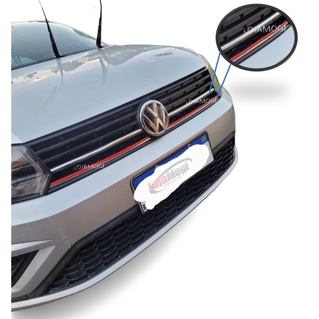 Kit Friso Vermelho Com Cromado Grade G8 Gol Saveiro Voyage em Oferta na Shopee