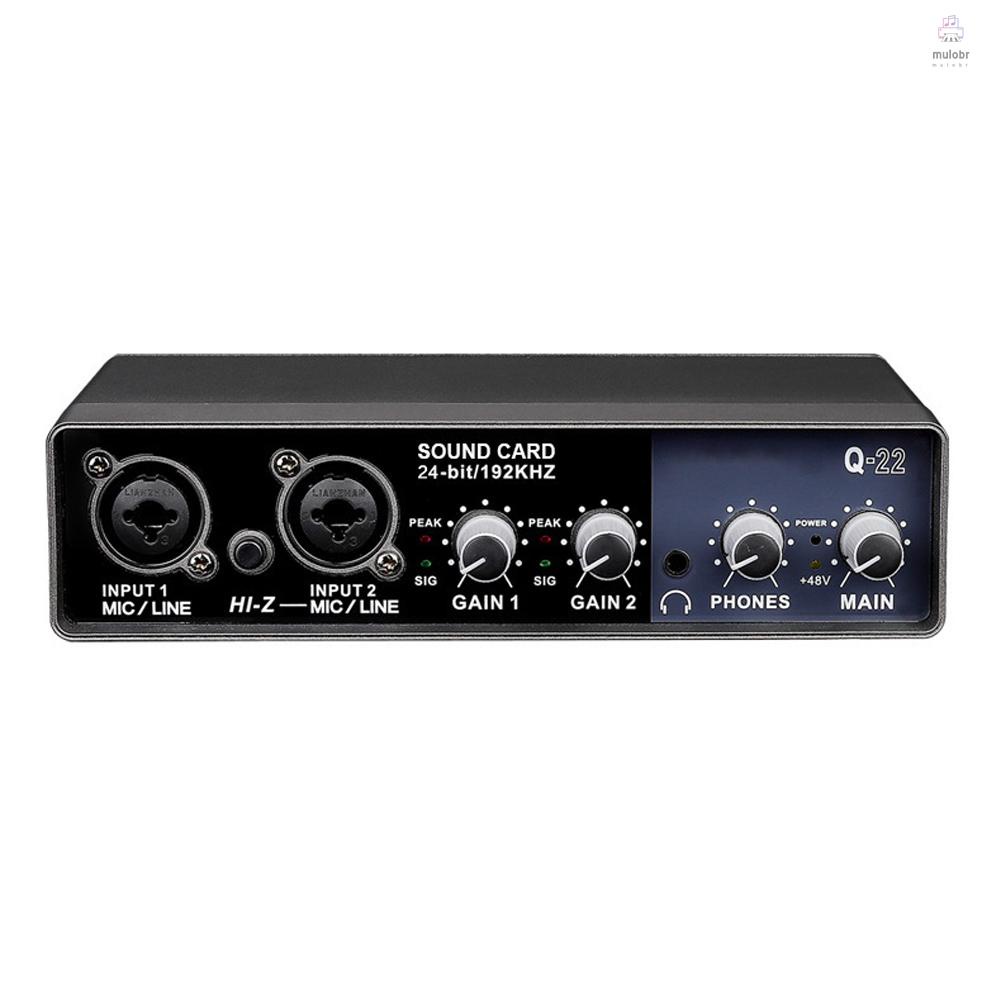 Interface De Áudio Portátil USB Placa De Som Mic Preamplifier Com