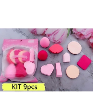Kit 9 esponjas de maquiagem reutilizavel base pó compacto item de beleza feminino cor aleatória esponja gota PRONTA ENTREGA
