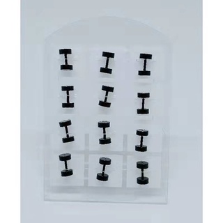 Argador preto plastico acrílico 1mm 2mm piercing cartela 12 unidades expansor brinco unissex