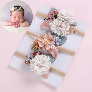 1 Pcs Floral Bebê Menina Hairbands Pérola Flor Laços De Cabelo Estilo Fresco Elásticos Crianças Acessórios Para O Cabelo