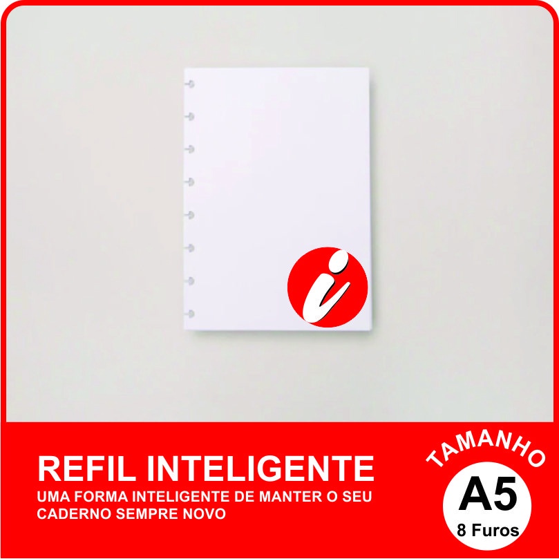 Refil Inteligente A5 Liso 90g com 100 folhas em Oferta na Shopee