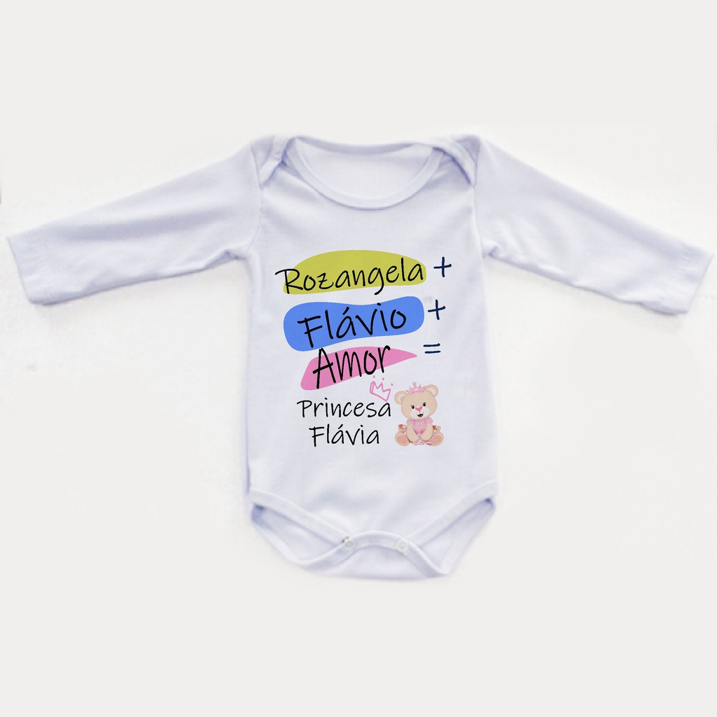Body infantil Manga longa bebê criança Roupinha Frio Nome da Familia Nome da mamãe e do papai mais amor igual ao principe ou princesa nome do bebê