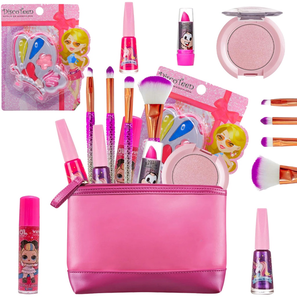 Conjunto Infantil de Maquiagem para Maleta Batom Brilho Esmalte BZ123