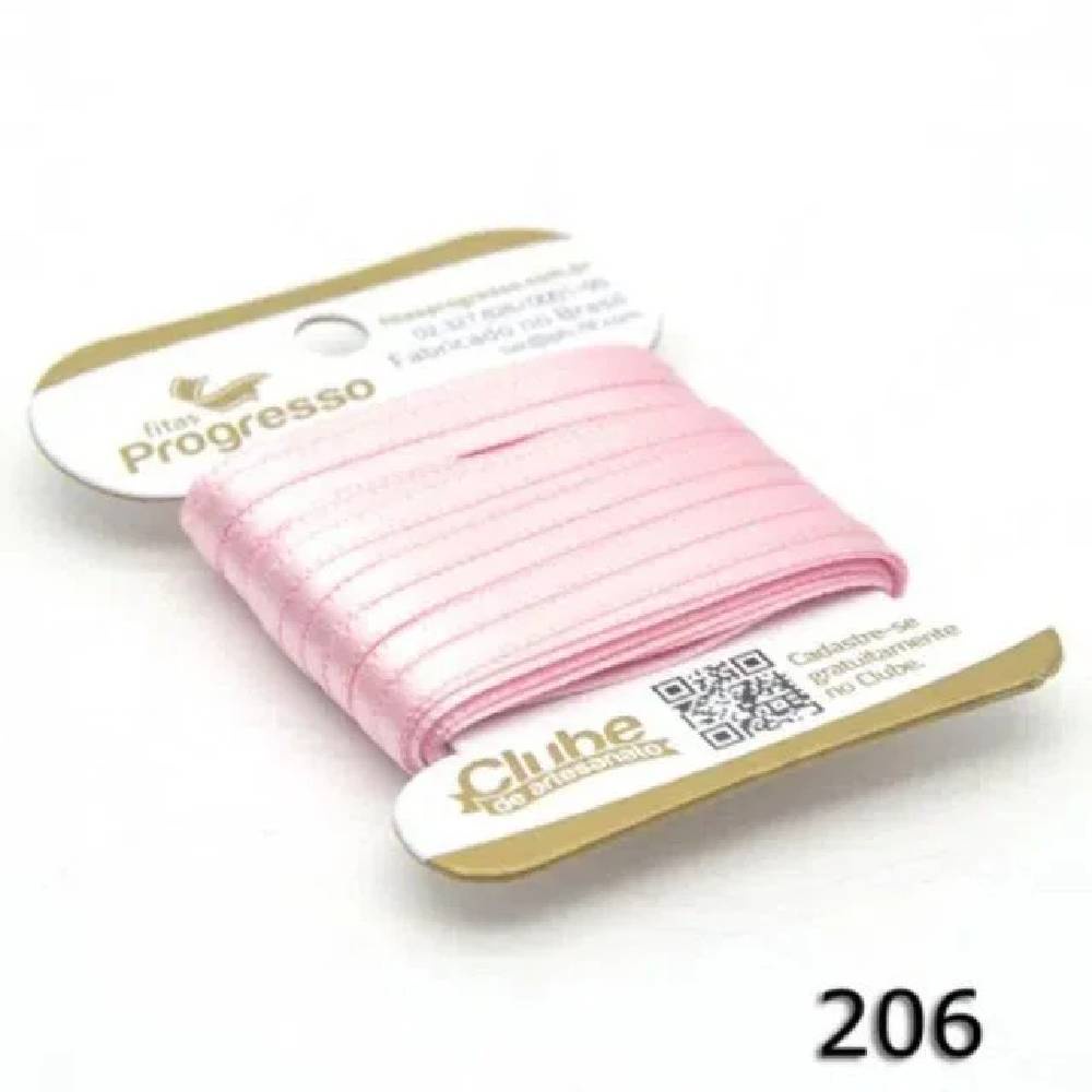 Fita em Cetim Rosa Claro - 10mx4mm - 1un - Progresso - Rizzo