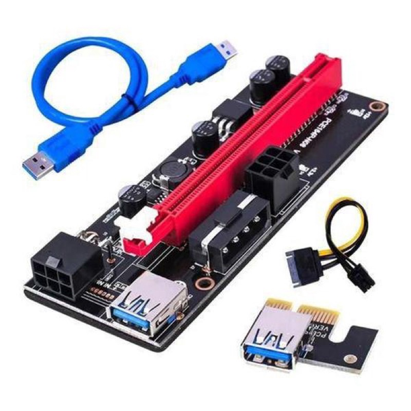 Ubit PCI-E Riser,Powered Riser Adapter Card,PCIE VER 006C 6-pin 16x to 1x,6PIN PCI-E to SATA Power Cable GPU Riser Adapter Riser Card for Bitcoin/Litecoin/ETH Coin 6Pack Ethereum Mining 