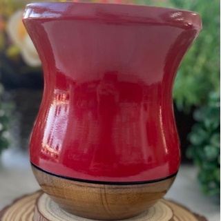 Cuia De Madeira Bicolor Vermelha - Madeira Imbuia em Oferta na Shopee