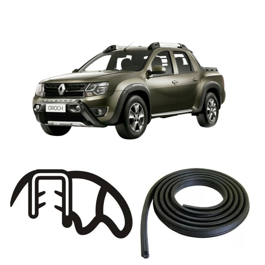 Borracha De Porta Traseira Preta Estriada Renault Oroch em Oferta na Shopee