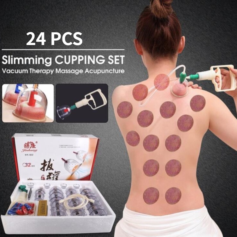 24 kit Vácuo cupping conjunto massageador latas ventosas conjunto ...