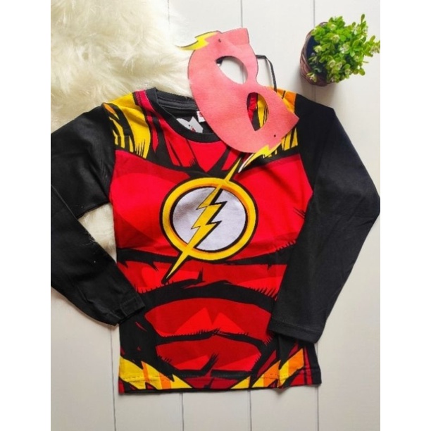 Camiseta personagens manga longa com máscara - Homem aranha - Superman- Flash