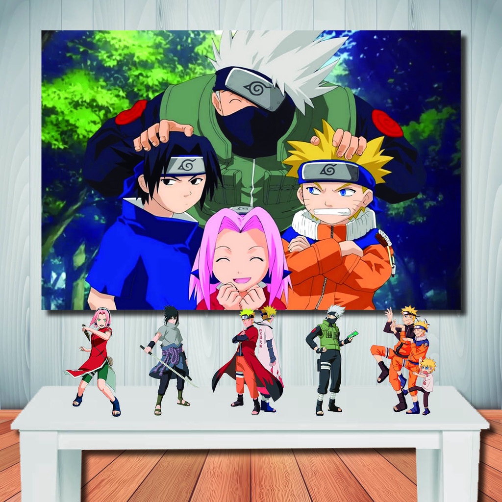 Kit Naruto Painel Cenário de Aniversário e Display de Mesa