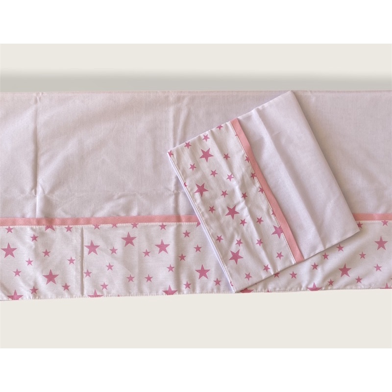 Lençol Para Berço De Bebê Padrão Americano Rosa Jogo com 3 Peças Elástico Fronha Lençol de Cima