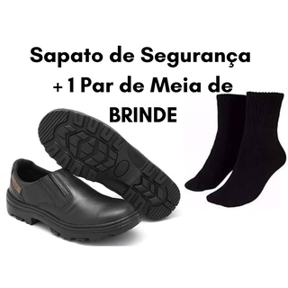 Sapato de Segurança com Bico de PVC  + 1 Par de Meia GRÁTIS
