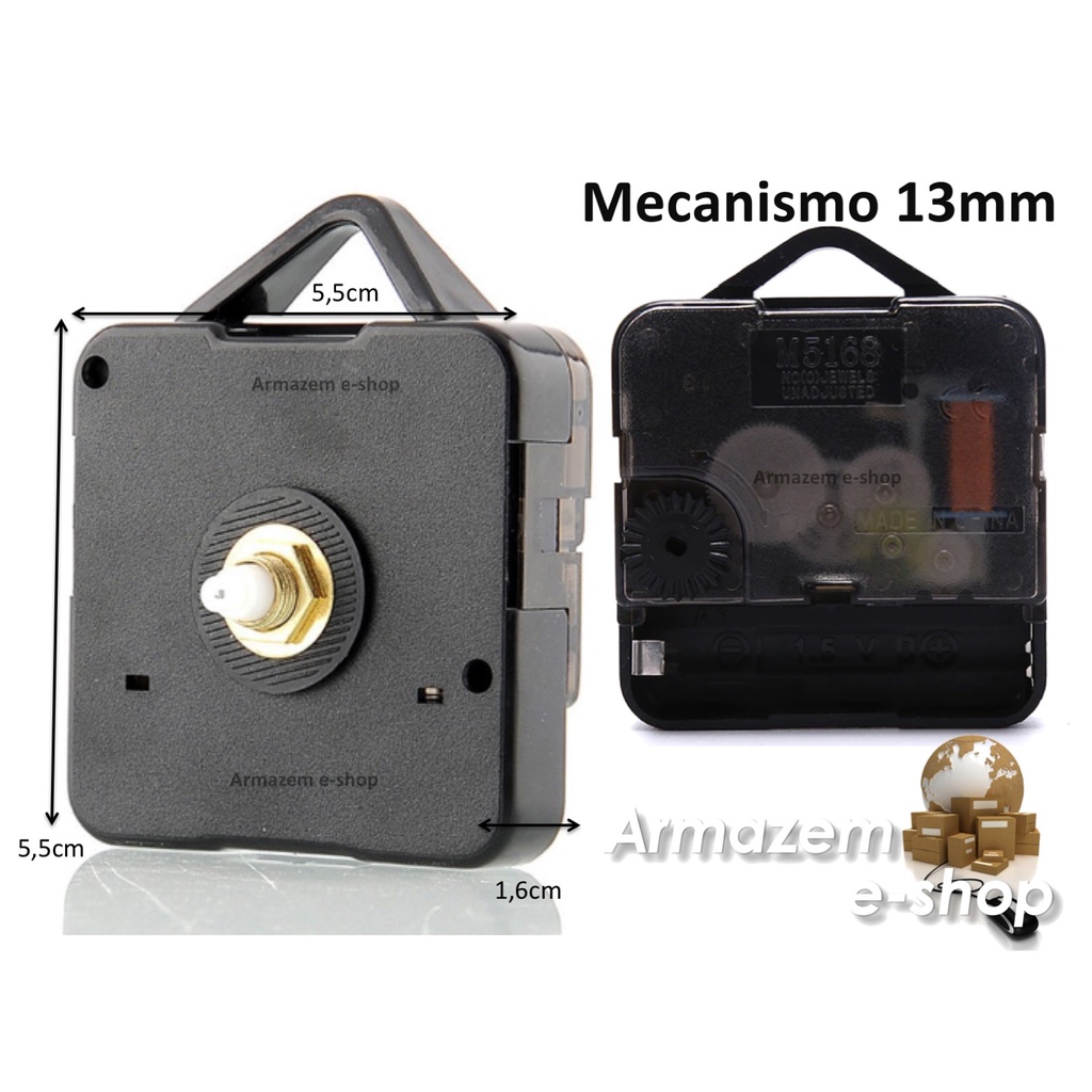 KIT Maquina de Relógio Quartz TIC TAC Com Alça Eixo 13mm e ponteiros brancos palito
