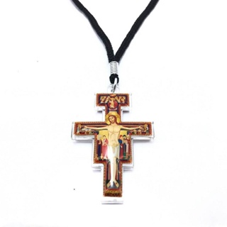 Colar Cordão Cruz São Damião Resinado Pequeno em Oferta na Shopee