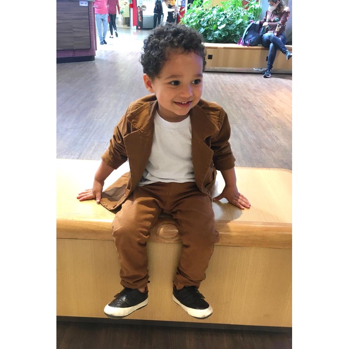 Roupa Menino Infantil Blazer Caramelo Calça Color Caramelo