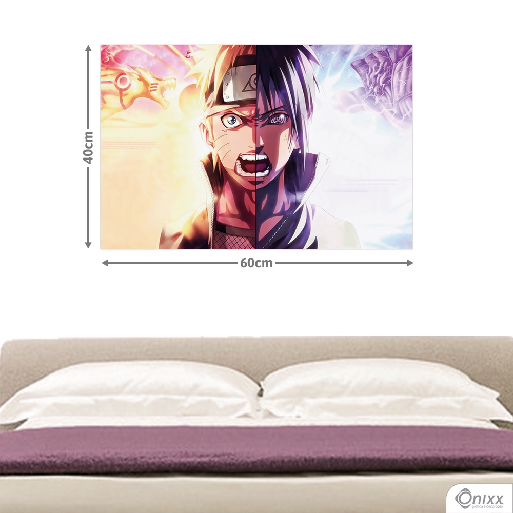 Painel Decorativo Naruto e Sasuke 60x40cm
