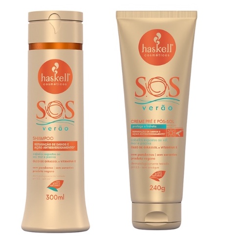 Haskell Cosméticos Kit Sos Verão Shampoo + Creme Pré/pós Sol
