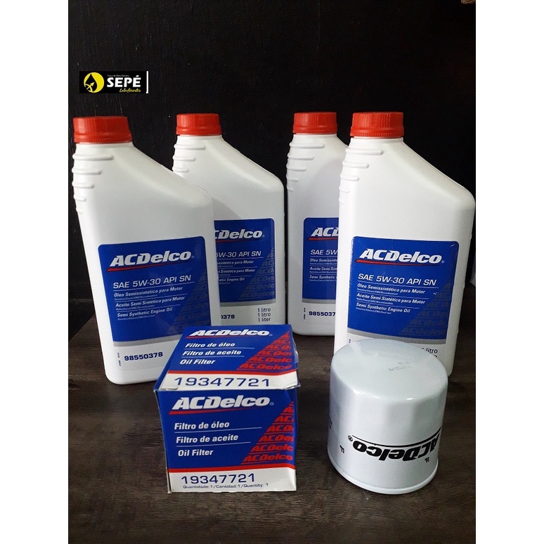 Kit Troca de Óleo e Filtro Acdelco 5w30 Semi sintético GM Celta Corsa Prisma Agile Onix Spin Cobalt Meriva Montana Semissintético