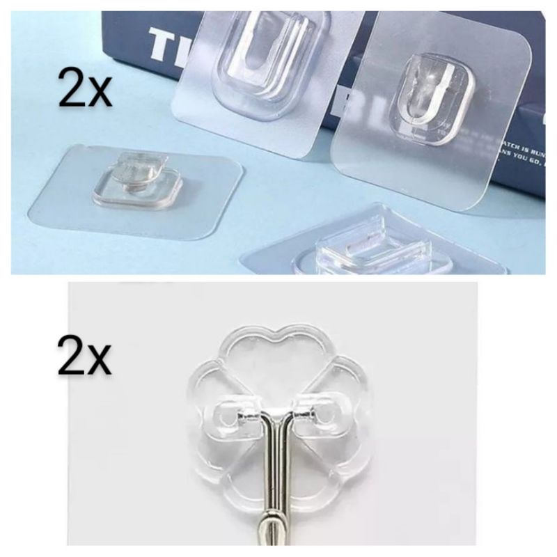 kit com 2 Pares suporte autocolante + 2 gancho adesivo