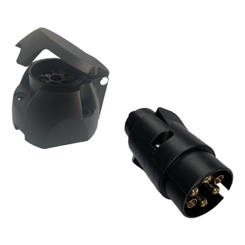 Tomada Fêmea E Tomada Macho Plug Preto Carretinha, Engate