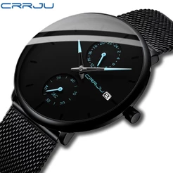 CRRJU Relógios Masculinos De Aço Inoxidável Exclusivos Casuais Quartzo À Prova D'água Esportivos 2265 XM