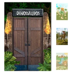 Painel Retangular Festa Dinossauro Decorativo Vertical Lateral Sublimado Em Tecido 1,50x2,20m