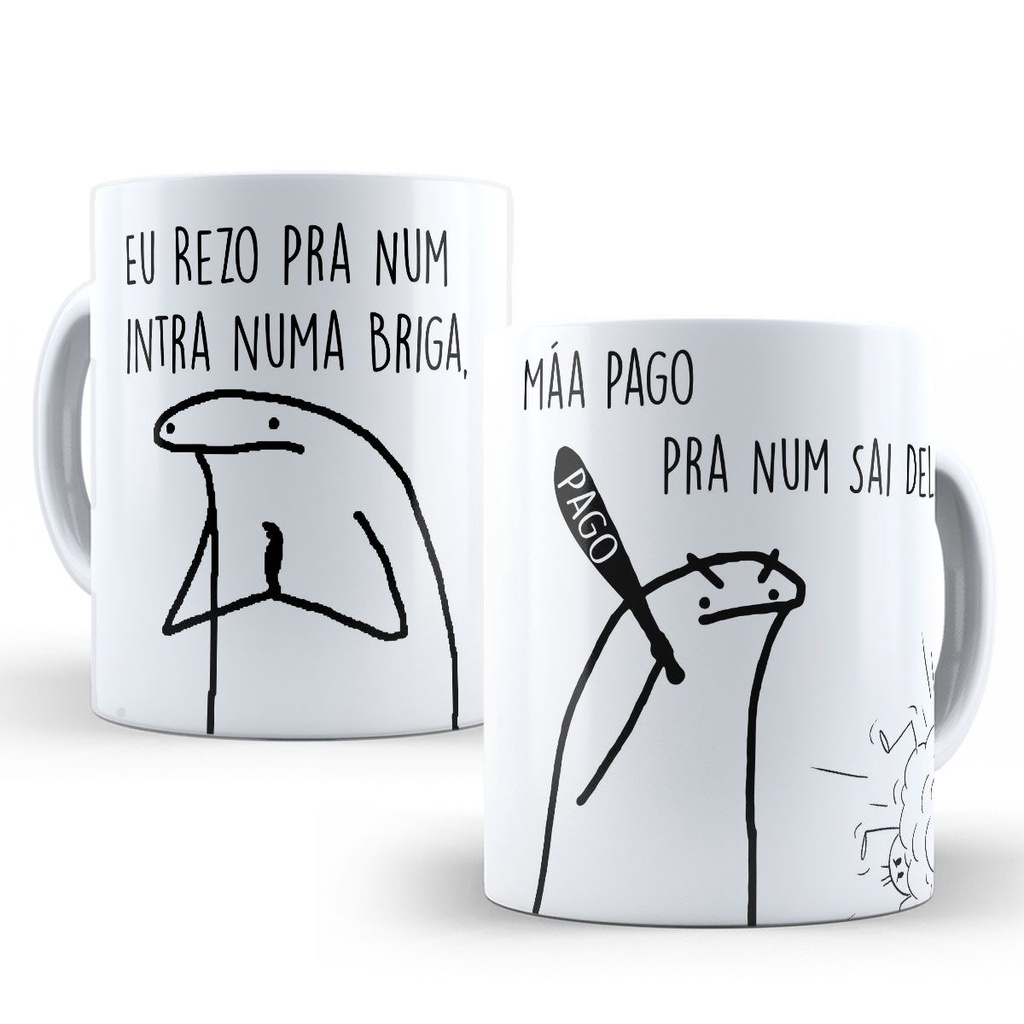 Caneca Porcelana Café Personalizada Meme Flork Bento Divertida Mod. 11