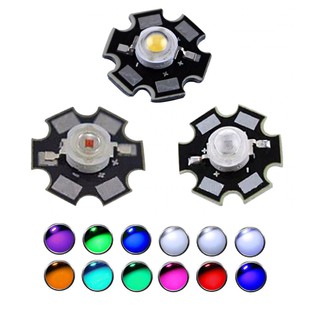 Chip Led 3w 3v 700mA com placa Estrela PCB Aquário Marinho Plantado Reef Grow Branco Quente Natural Frio Azul Royal Actínico UV Deep Red Ice Blue Ciano RGB Full Spectrum Ultra Violeta Verde