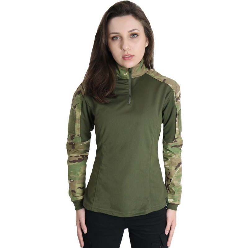 Combat Shirt Feminina Bélica Tática Manga Longa Camuflada Multicam