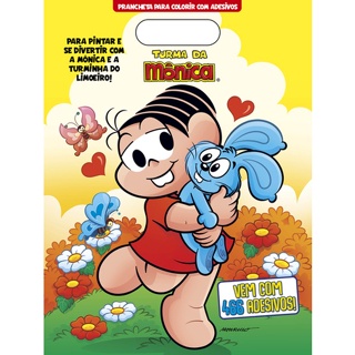 Turma da Mônica Prancheta para Colorir com Adesivos - Mônica em Oferta na Shopee