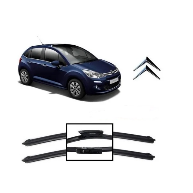 Par De Palhetas Limpador De Parabrisa Dianteiro Para Citroen Novo C3 2012 Até 2022 em Oferta na Shopee