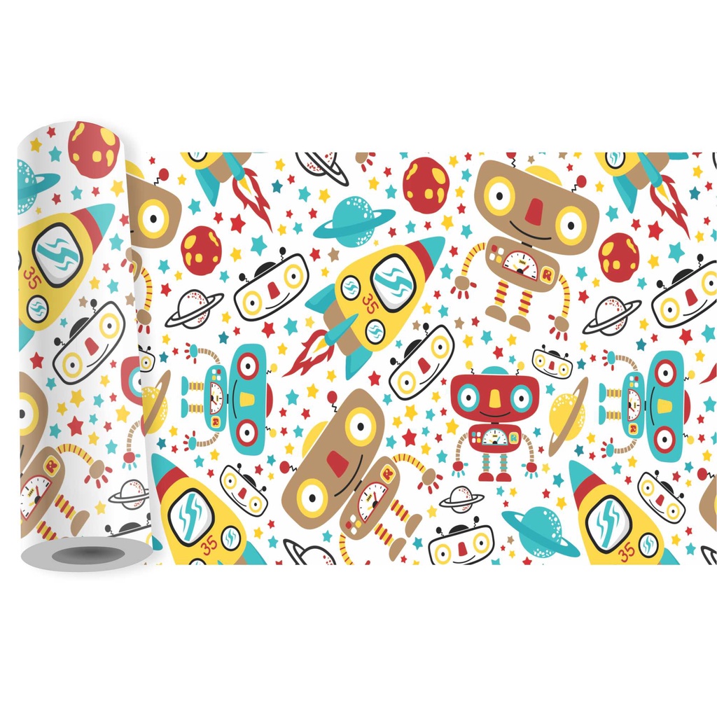 Adesivo Faixa Border Infantil Robô Robozinho Foguete Nave Espacial kit com 3 unidades B134