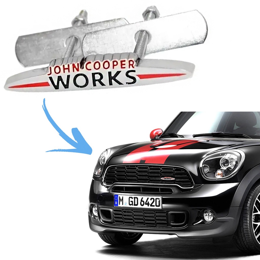 Emblema Mini Cooper da Grade John Cooper Works Acessórios Countryman Coupe Cabrio Paceman Roadster Clubman Hardtop Metal