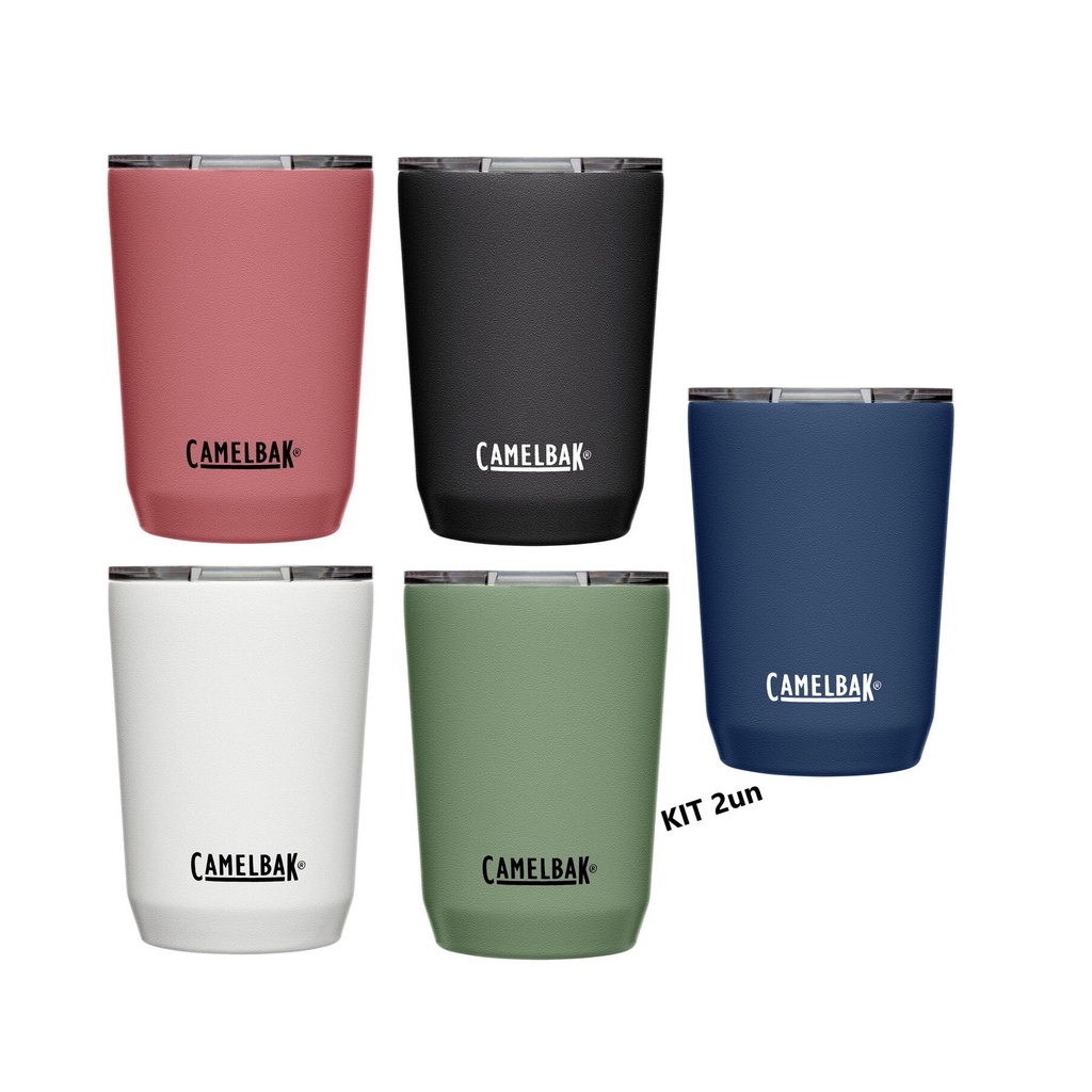 Kit 2 Copos Térmicos Thumbler Com Tampa Camelbak 350ml Inox
