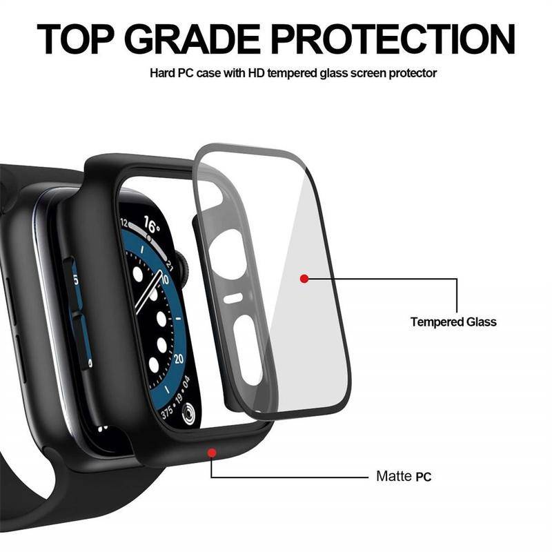 Compativel Apple Watch Capinha Bumper Pelicula Quadrado 360 Temperado Series 38 40 41 42 44 45 46 49 Mm — imagem 2 de 2