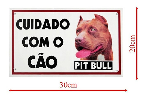 Placa Aviso Cachorro Pit Bull Cuidado Advertencia Grade Casa