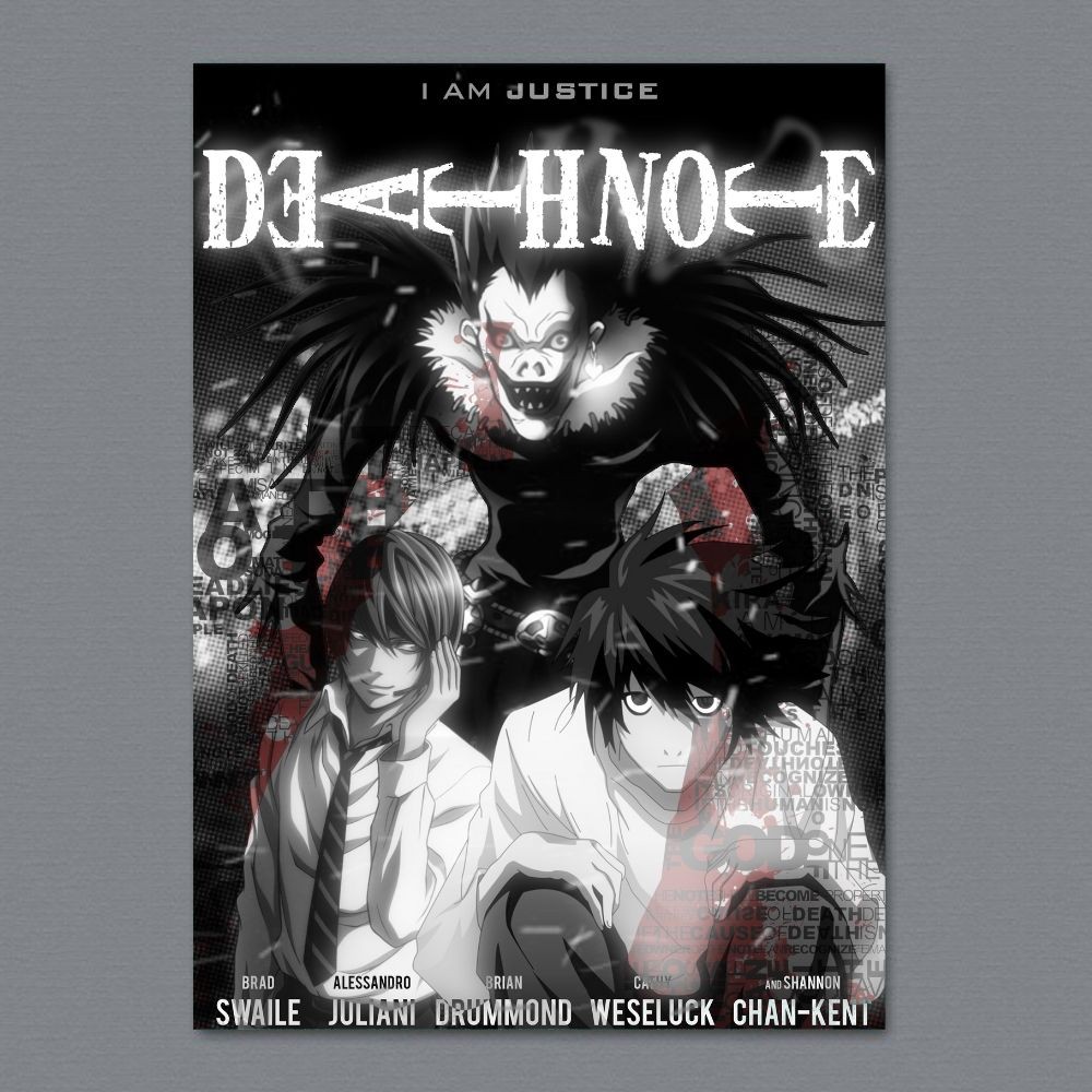 Poster Poster Death Note Light Yagami Ryuk Shinigami L N Near A4 Para quadros sem Moldura Posteres Cartaz Anime Cosplay Geek Otaku para Quarto Gamer Gravura Nerd a Pronta Entrega Modelo 6