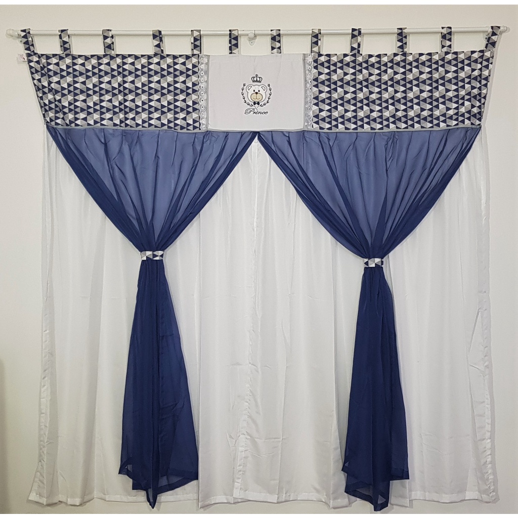Cortina Com Bandô Com Forro Quarto Bebê Urso Prince Príncipe Ursa Princess Princesa 200mx170m
