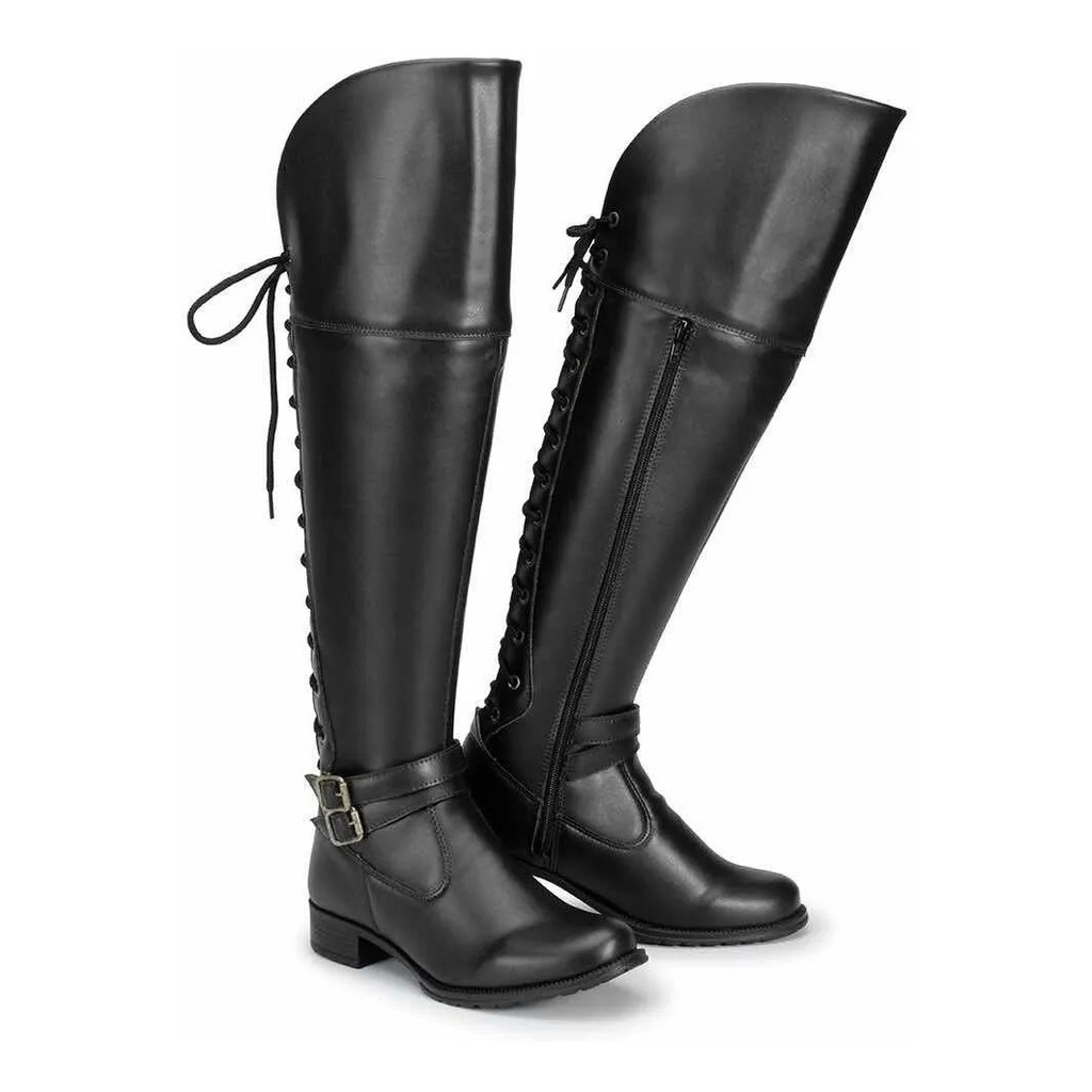 bota cano longo acima do joelho salto alto