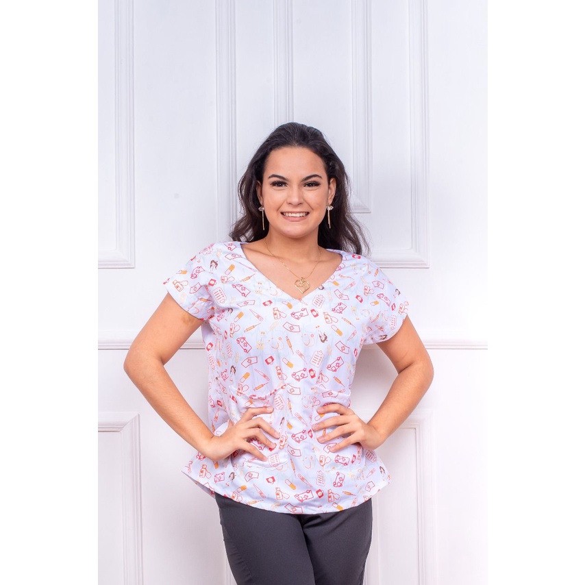 Conjunto de Pijama cirúrgico estampado Enfermagem - scrub para enfermagem, área da saúde, psicologia, fisioterapia, medicina, fonoaudióloga,
