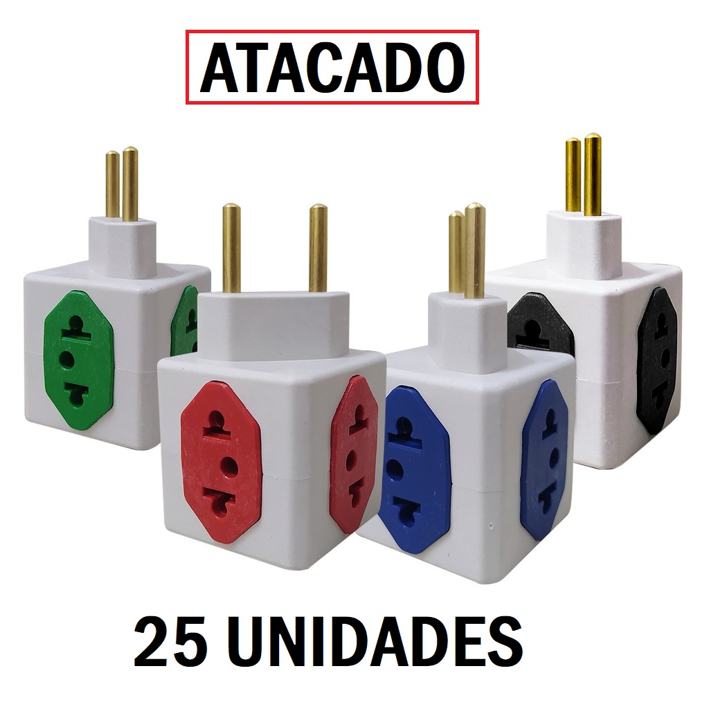 Kit 25 Adaptador Tomada 10/20A POWER CUBO 4 em 1 ( Novo Te Benjamin ) ATACADO E REVENDA
