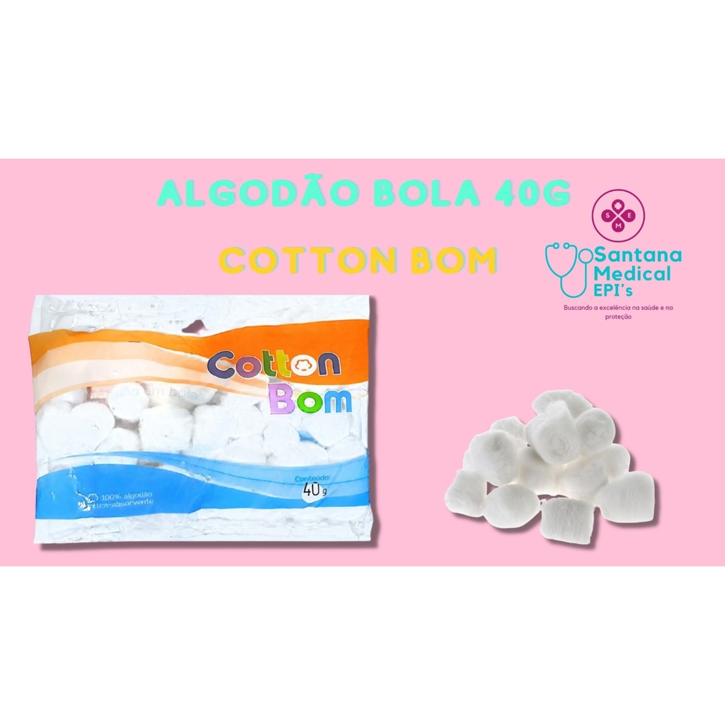 Algodão Bola 40g Branco  e Colorido Cotton bom