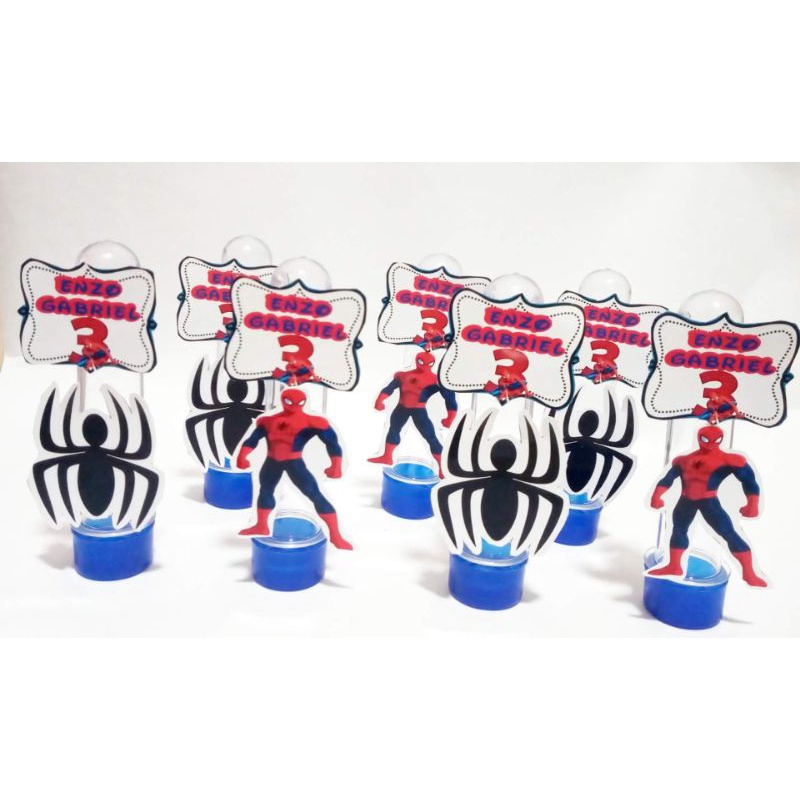 tubete homem 3d aranha 20 un faço qualquer  temaMinie , frozen , Lucas neto , bolofofos , patita patata , vingadores  , Mickey, jardim encantado, circo , dino baby , hulk, Mario, pokemon , unicórnio, bon esponja , sonic , neon , bailarina , batman